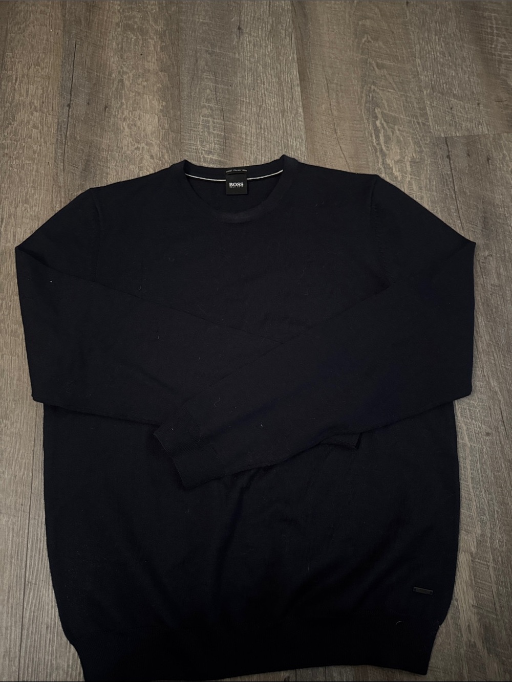 BOSS Men's Navy Crewneck Knit Pullover